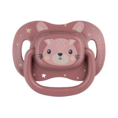 CANPOL BABIES Smoczek uspokajający silikonowy 18m+ symetryczny CUTE ANIMALS różowy 34/926