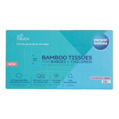 CANPOL BABIES Suche chusteczki bambusowe dla niemowląt i dzieci 1/658, 100szt.
