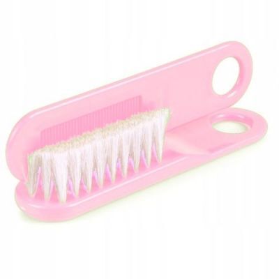 CANPOL BABIES Szczotka do włosów z naturalnego włosia różowa 2/424