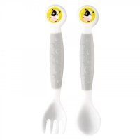 CANPOL BABIES Sztućce elastyczne 12m+ Szare 56/580