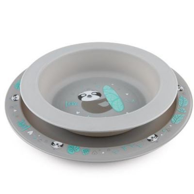 CANPOL BABIES Zestaw naczyń Leniwiec szare, 2szt.  56/523_grey