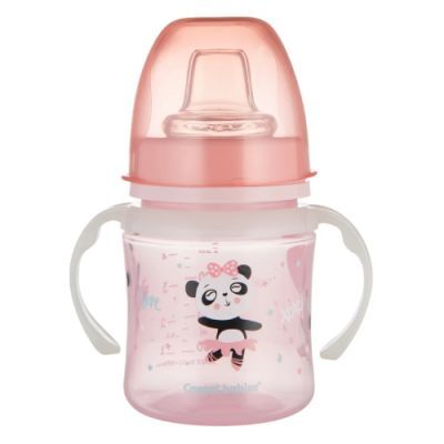 CANPOL EasyStart Kubek treningowy  SWEET FUN z miękkim ustnikiem RÓŻOWY 120 ml 35/207
