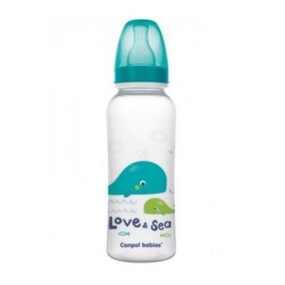 CanpolBabies Butelka LOVE&SEA, 12m+, turkusowa, 250ml