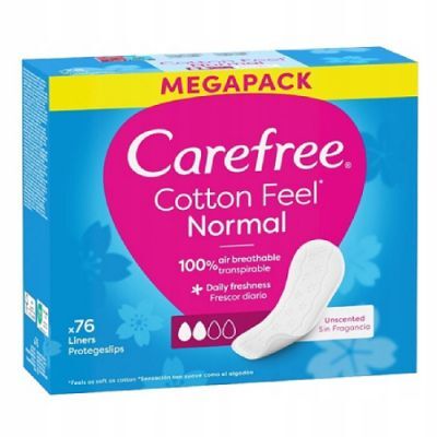 CAREFREE Cotton Feel Wkładki higieniczne nieperfumowane, 76 szt.