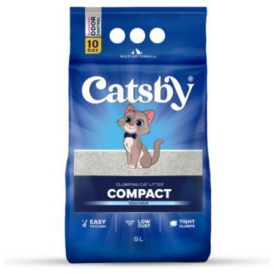 Catsby Compact Unscented Bentonitowy żwirek dla kota bezzapachowy, 5l