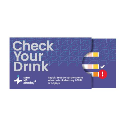 CHECK YOUR DRINK Test do sprawdzenia obecności ketaminy i GHB w napoju 1 sztuka SamSięZbadaj.pl