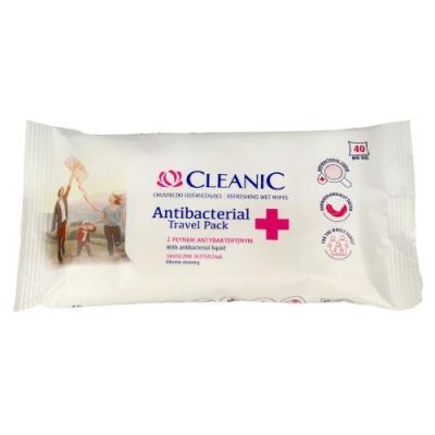 CLEANIC Antibacterial Travel Pack Chusteczki odświeżające, 40szt.