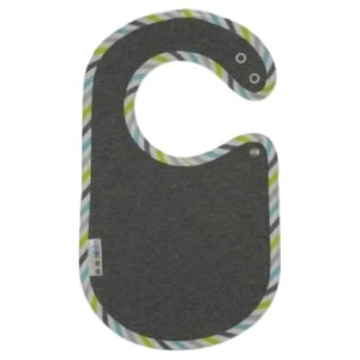 Clickbibs Śliniak szary-paski zielono-niebieskie