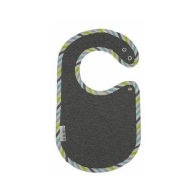Clickbibs Śliniak szary-paski zielono-niebieskie