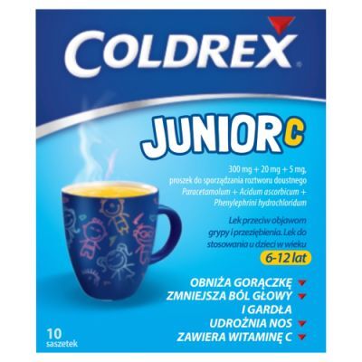 Coldrex Junior C, 10 saszetek - lek z paracetamolem