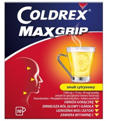 COLDREX MAXGRIP o smaku cytrynowym 10 saszetek
