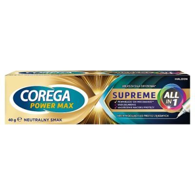 Corega Power Max Supreme Allin1 Krem mocujący do protez zębowych neutralny smak, 40 g