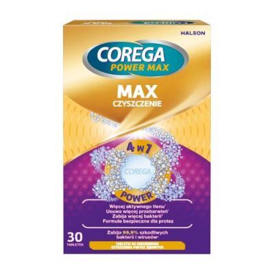 Corega Power Max Tabletki do codziennego czyszczenia protez zębowych, 30 szt.
