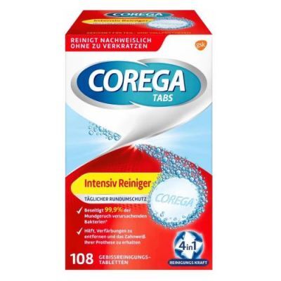 COREGA Tabs Intensiv Tabletki czyszczące do protez zębowych, 108 szt.