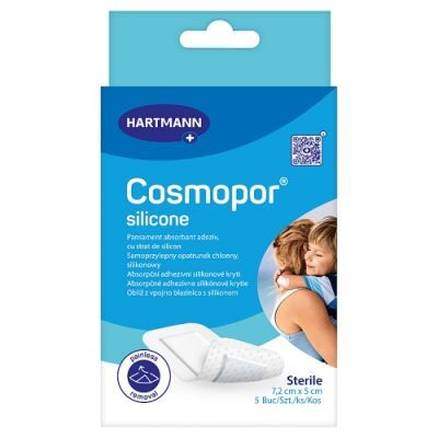 COSMOPOR Silicone Opatrunek chłonny 7,2 cm x 5 cm  5 sztuk
