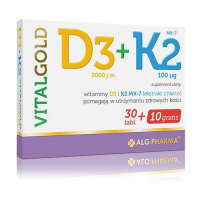 D3 + K2 VITALGOLD 40 tabletek  ALG PHARMA DATA WAŻNOŚCI 30.12.2023