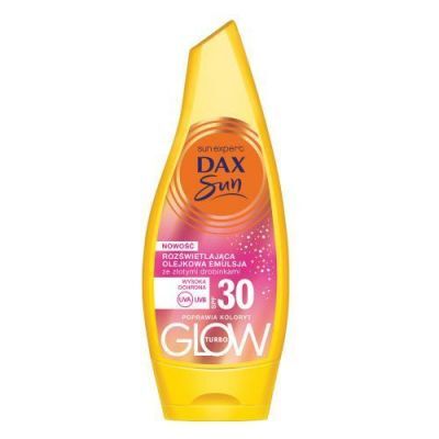 DAX SUN Rozświetlająca olejkowa emulsja ze złotymi drobinkami SPF30, 175ml KRÓTKA DATA 30.04.2026
