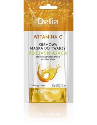 DELIA COSMETICS BEAUTY MASK Kremowa maska do twarzy rozjaśniająca z witaminą C 8 ml