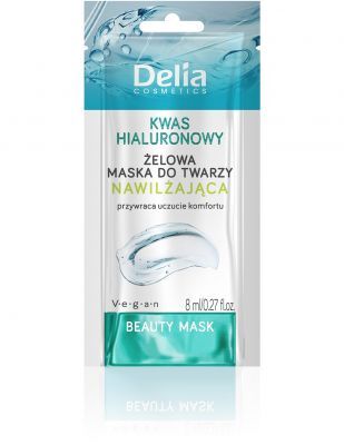 DELIA COSMETICS BEAUTY MASK Żelowa maska do twarzy nawilżająca z kwasem hialuronowym 8 ml