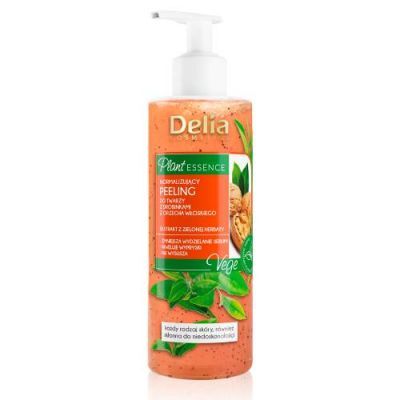 DELIA Cosmetics Plant Essence Normalizujący peeling do twarzy z drobinkami z orzecha włoskiego, 200 ml