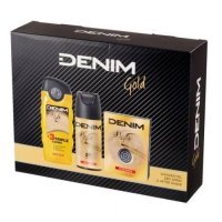 DENIM Gold Zestaw dla mężczyzn (Woda po goleniu, 100ml + Żel pod prysznic, 250ml + Dezodorant spray, 150ml)