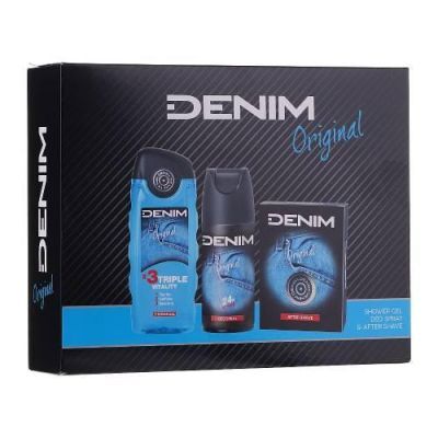DENIM Original Zestaw dla mężczyzn (Woda po goleniu, 100ml + Żel pod prysznic, 250ml + Dezodorant spray, 150ml)