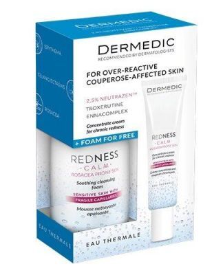 DERMEDIC REDNESS CALM ZESTAW krem-koncentrat na zaczerwienienia 40 ml + kojąca pianka 170 ml