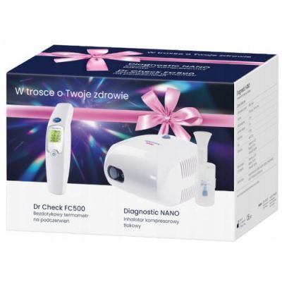 Diagnostic Nano Inhalator kompresorowy tłokowy + Dr Check FC500 Bezdotykowy termometr na podczerwień
