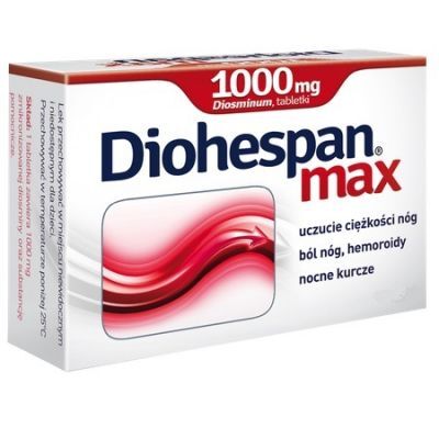 DIOHESPAN MAX 60 tabletek ciężkość nóg, kurcze, hemoroidy