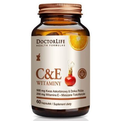 DOCTOR LIFE C & E Witamina C 500 mg + witamina E 400 mg i dzika róża 60 kapsułek