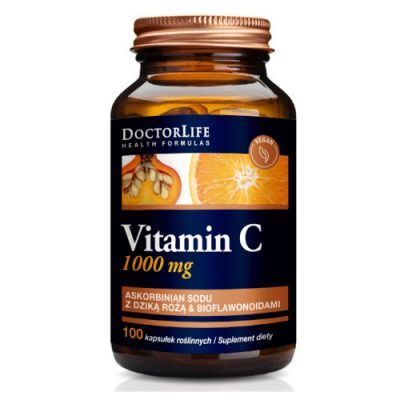 Doctor Life Vitamin C 1000 mg Witamina C z dziką różą i bioflawonoidami, 100 kaps.