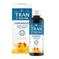 DOMOWA APTECZKA Tran z rekina o smaku mango-brzoskwinia emulsja, 250ml (nowa formuła) KRÓTKA DATA 31.08.2026