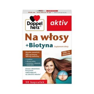 DOPPELHERZ AKTIV Na włosy + Biotyna, 30kaps.