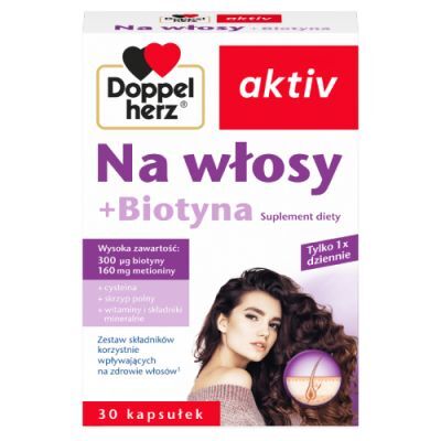 DOPPELHERZ AKTIV Na włosy + Biotyna, 30kaps.
