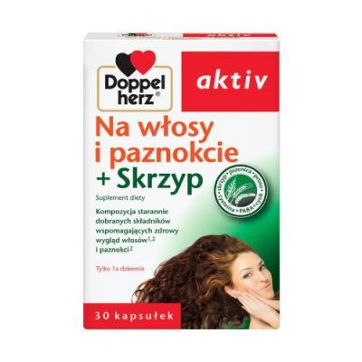 DOPPELHERZ AKTIV Na włosy i paznokcie + Skrzyp, 30kaps.