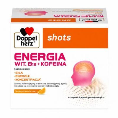 Doppelherz shots Energia Witamina B12 + Kofeina, 10 ampułek