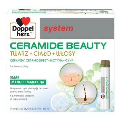 Doppelherz System Ceramide Beauty płyn, 30 ampułek po 25ml  KRÓTKA DATA 31.08.2026