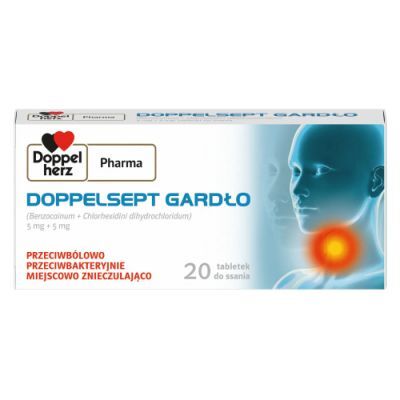 DoppelSept Gardło 5 mg + 5 mg, 20 tabletek do ssania