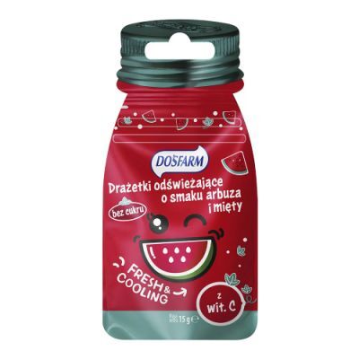 DOSFARM Drażetki odświeżające o smaku arbuza i mięty z witaminą C, 15 g