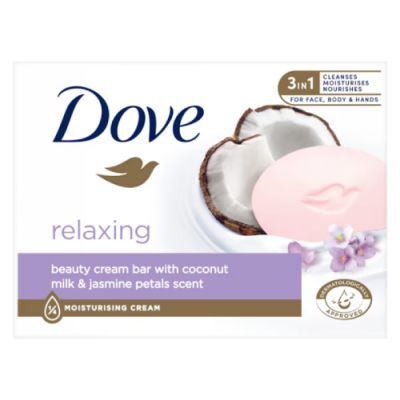 Dove Relaxing Kremowa kostka myjąca Mleczko kokosowe i Płatki jaśminu, 90 g