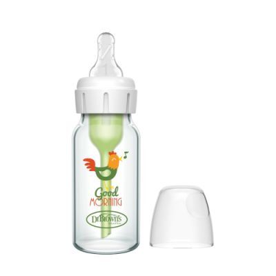 Dr Brown's Butelka antykolkowa Options+ szklana 0m+ wąska szyjka Kogut 120ml