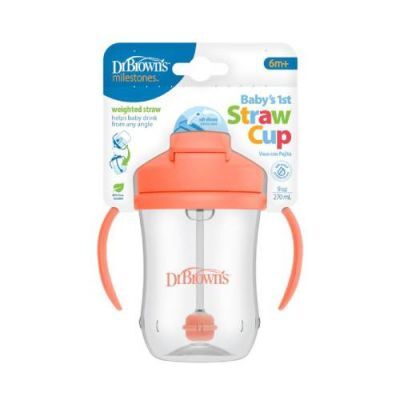 Dr Brown's Kubek Pierwsza słomka koralowy 6m +, 270 ml