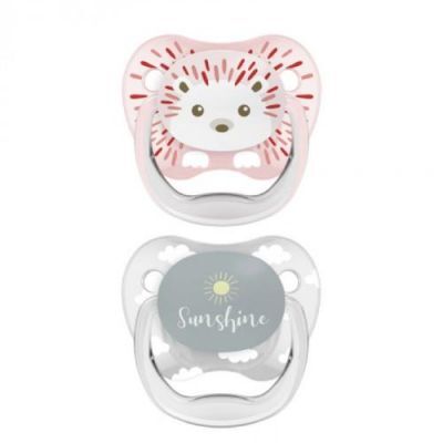 Dr Brown's Smoczek ortodontyczny PreVent 0-6m, różowy/szary, 2szt.