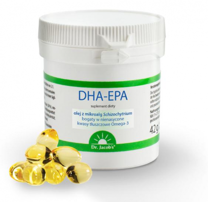 DR JACOBS DHA-EPA olej z alg Schizochytrium produkt wegański 60 kapsułek roślinnych