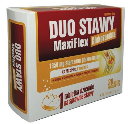 DUO STAWY MAXIFLEX GLUKOZAMINA smak pomarańczowy 30 tabletek musujących