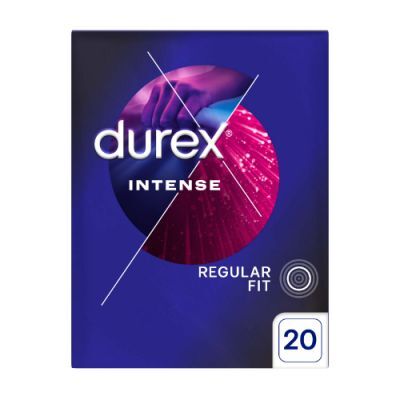 DUREX Intense Stymulujące prezerwatywy z prążkami, wypustkami i lubrykantem, 20szt.