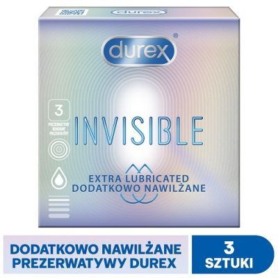 DUREX INVISIBLE dodatkowo nawilżane prezerwatywy  3 sztuki