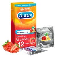 DUREX STRAWBERRY prezerwatywy 12 sztuk
