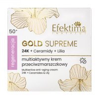 EFEKTIMA Gold Supreme Multiaktywny krem przeciwzmarszczkowy 24K + Ceramidy + Lilia Regeneracja 50+, 50 ml