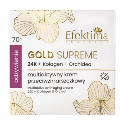 EFEKTIMA Gold Supreme Multiaktywny krem przeciwzmarszczkowy 24K + Kolagen + Orchidea Odżywienie 70+, 50 ml
